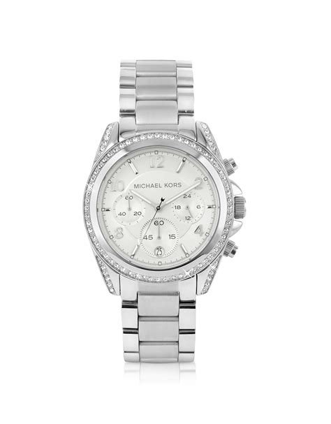 michael kors silver runway watch with glitz best price